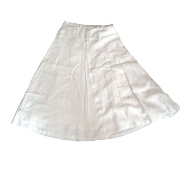 Grace Elements White 💯 Linen Midi A Line Skirt Size M Us6 - Picture 10 of 11